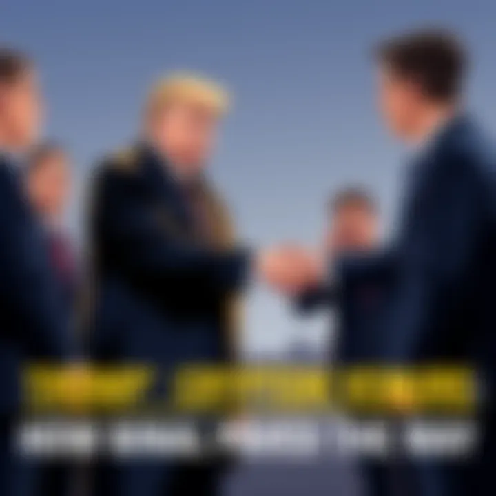 Trump and Binance Partnership A graphic showing an illustration of President Trump shaking hands with Binance representatives, symbolizing their partnership in the cryptocurrency space.
