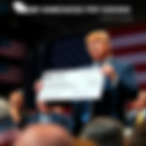 Trump holds a check while addressing seniors about Medicare checks and the Trump Dividend