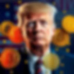 A graphic showing Donald Trump alongside cryptocurrency symbols, suggesting a connection between the Trump administration and cryptocurrency corruption allegations.