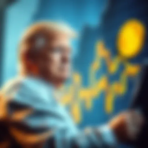 A graphic showing a sad investor looking at a falling cryptocurrency graph, symbolizing major financial losses from Trump Coin.