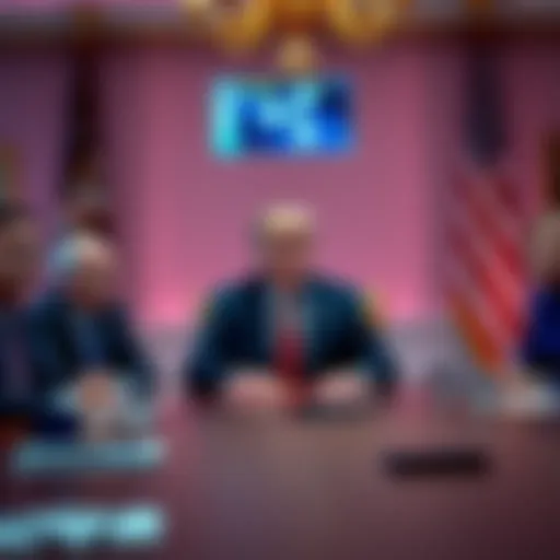 President Trump sits at a table with Coinbase and Ripple executives discussing cryptocurrency regulation