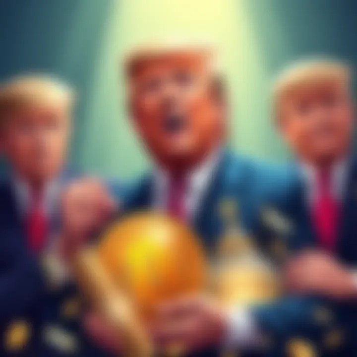 Trump Family and Cryptocurrency Illustration showing the Trump family symbolically benefiting from cryptocurrency ventures while investors face setbacks, highlighting family profit over public interest.