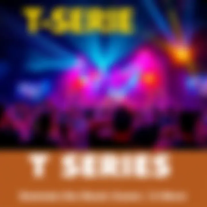 Crowd enjoying a live T Series concert with colorful lights and energetic performers on stage