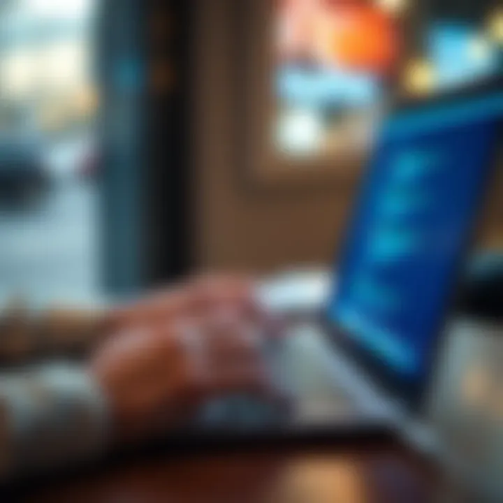 Typing a passphrase on a device A person typing a long passphrase on a laptop with a focused expression, symbolizing security and convenience