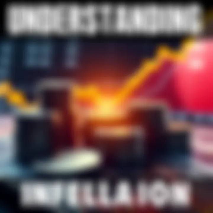 A graphic showing rising prices with coins and a graph in the background, representing the impact of CPI and money supply on living costs.