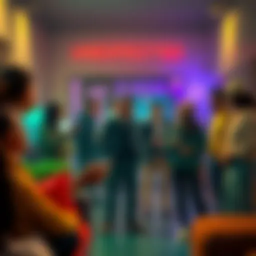 A group of diverse individuals appearing in a casual setting, engaging with each other and discussing their presence.