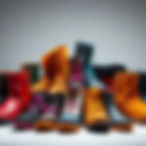 A variety of quirky boots showcasing Tanker 3.0 and Moc toe designs in a fun arrangement
