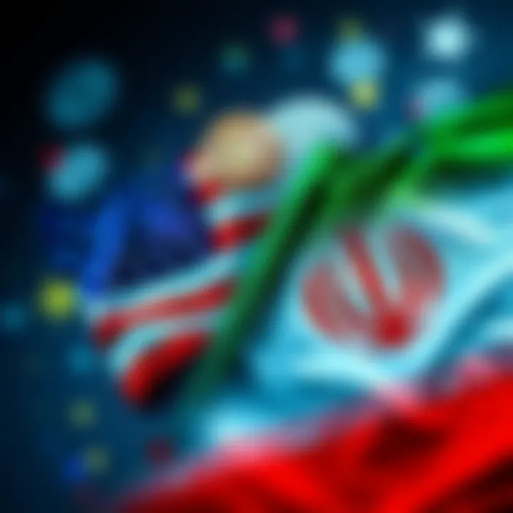 US Seizes Iranian Crypto Assets A collage showing the US flag and Iranian flag with symbols of cryptocurrency, depicting economic warfare.