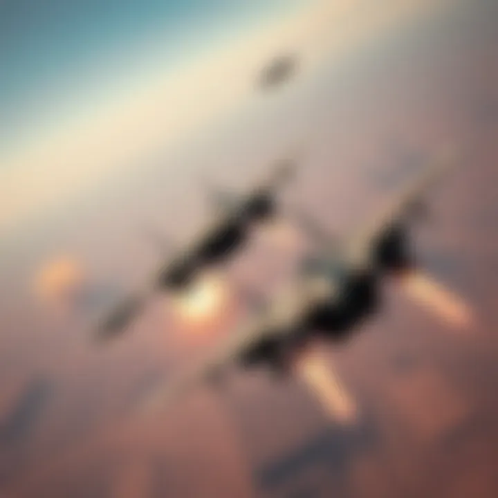 Military aircraft from the US and Israel launching an airstrike over Iran with explosions visible in the background.