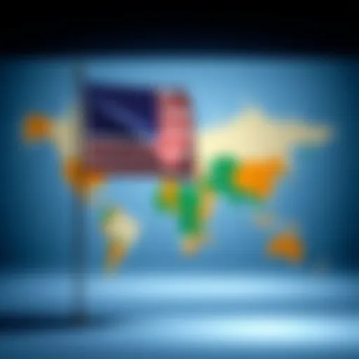 The United States flag stands alone against a backdrop of a world map highlighting size differences of global south countries, symbolizing its unique stance on the UN resolution.