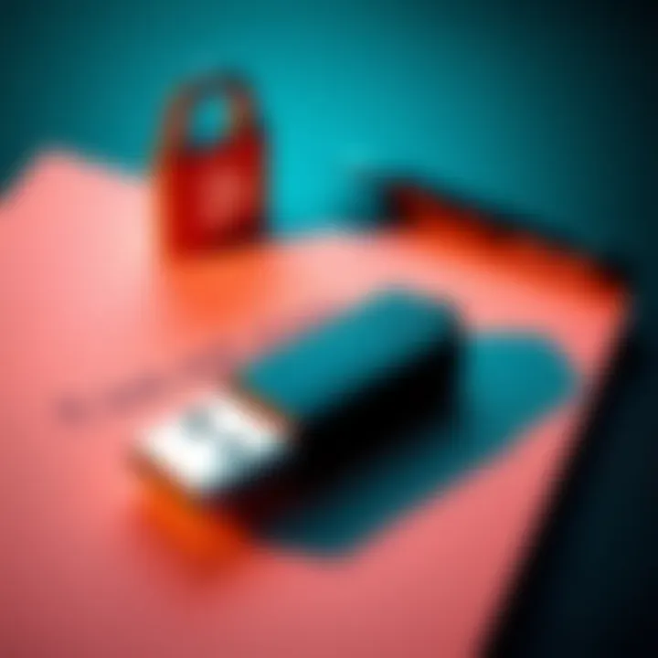 A USB drive and a notepad showing a seed phrase for cryptocurrency security.