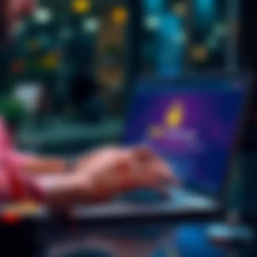 A person reviewing digital USDC escrow options on a laptop, highlighting online transaction security.