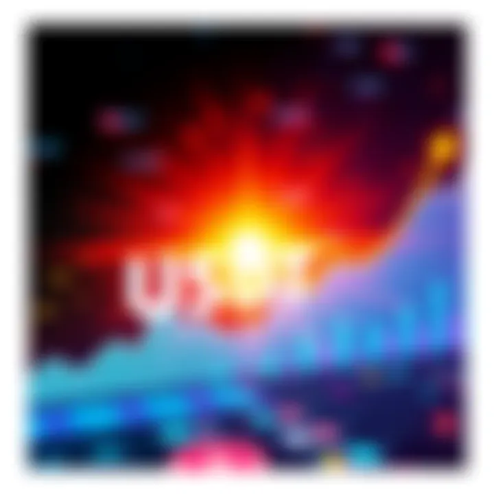 Graph showing USDC transaction volume surpassing USDT with arrows indicating growth