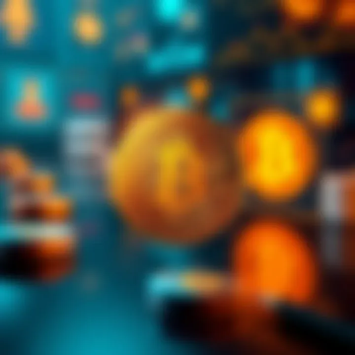 A graphic showing USDC token being exchanged for BTC, with symbols representing no-KYC services and digital privacy features in the background.