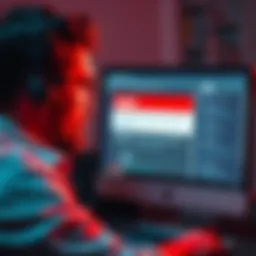 Disappointed user looks at a computer screen showing a ban message from the XRP forum