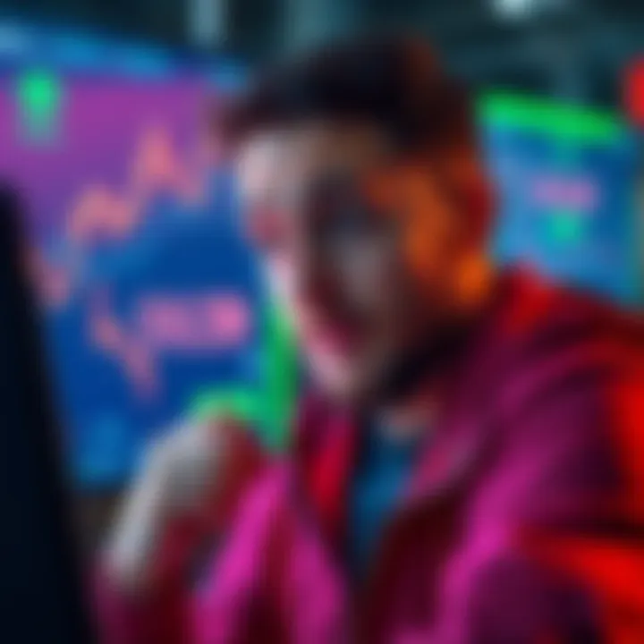 A person looking shocked while checking their cryptocurrency balance, showing a significant loss on a digital screen