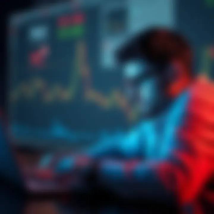 An Australian user looks stressed while using a laptop, showing issues with withdrawing fiat from Binance, with charts and currency symbols on the screen.