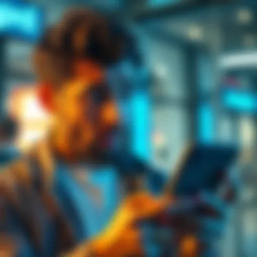 A person looks confused while checking their phone, seeing a fund transfer notice for Jumptask, with a worried expression.