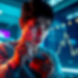 A distressed person looking at their phone, showing a financial loss on a crypto app, with a worried expression