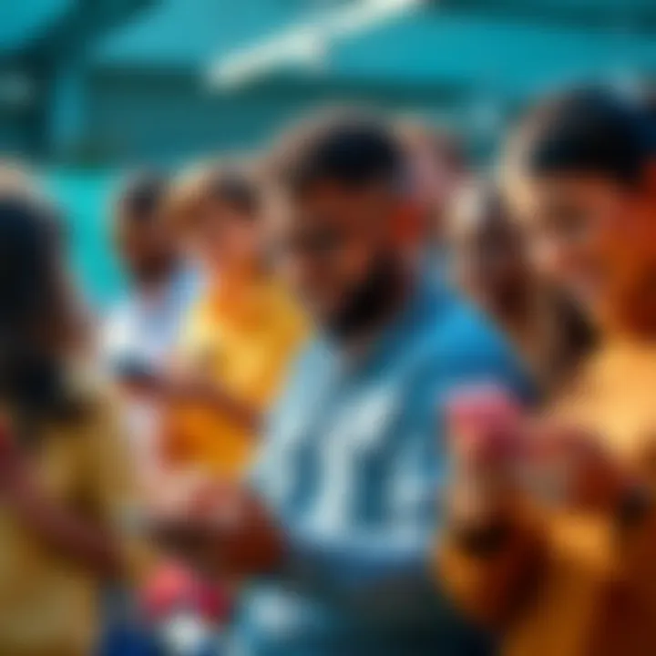 A diverse group of people using crypto products with smiles, showcasing seamless onboarding experiences