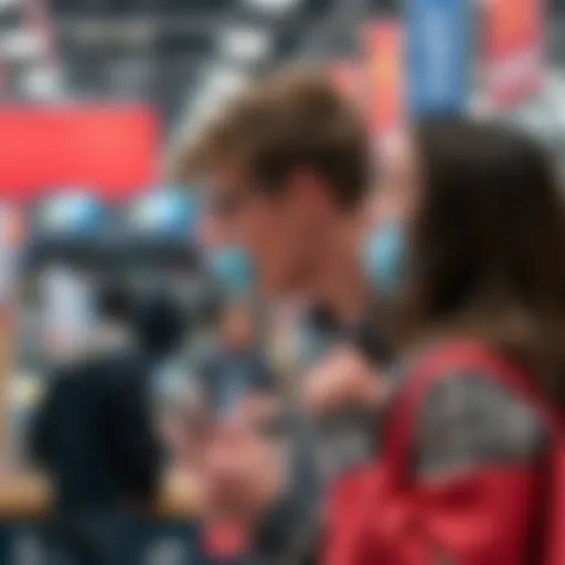 A person looks distressed after their card is declined at a public checkout, surrounded by shoppers