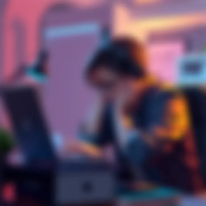 User struggling with refund issue A frustrated person sitting at a desk, looking at a laptop with emails open about a refund issue