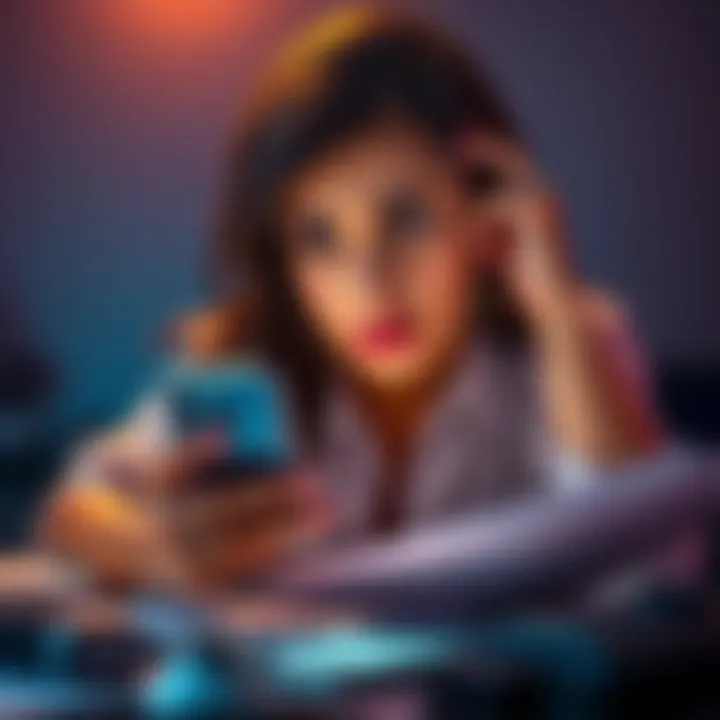 A woman looking frustrated while holding a broken smartphone, surrounded by paperwork related to account migration and KYC approval.