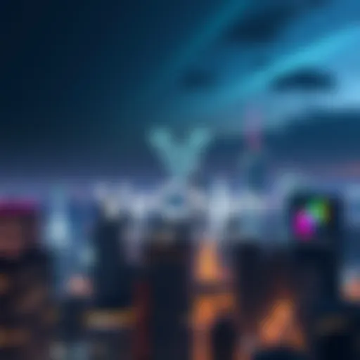 VeChain's logo with a futuristic city skyline symbolizing utility in crypto, showing technology transforming daily life.