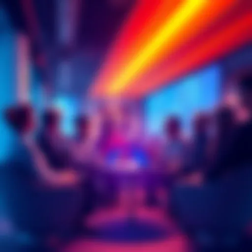 A group of people discussing VeChain updates and advancements in a relaxed setting.