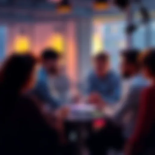 A group of people engaging in a discussion about blockchain technology, sharing ideas and asking questions in a collaborative setting.