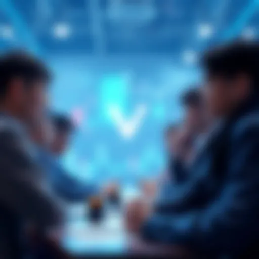 People engaging in a discussion about VeChain projects and updates