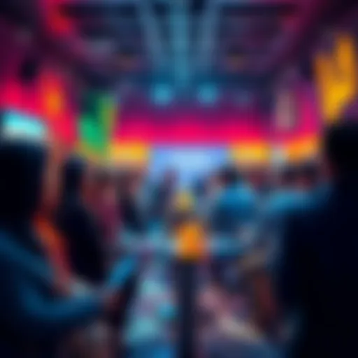 A group of people engaging in a discussion about VeChain developments in a vibrant forum setting.