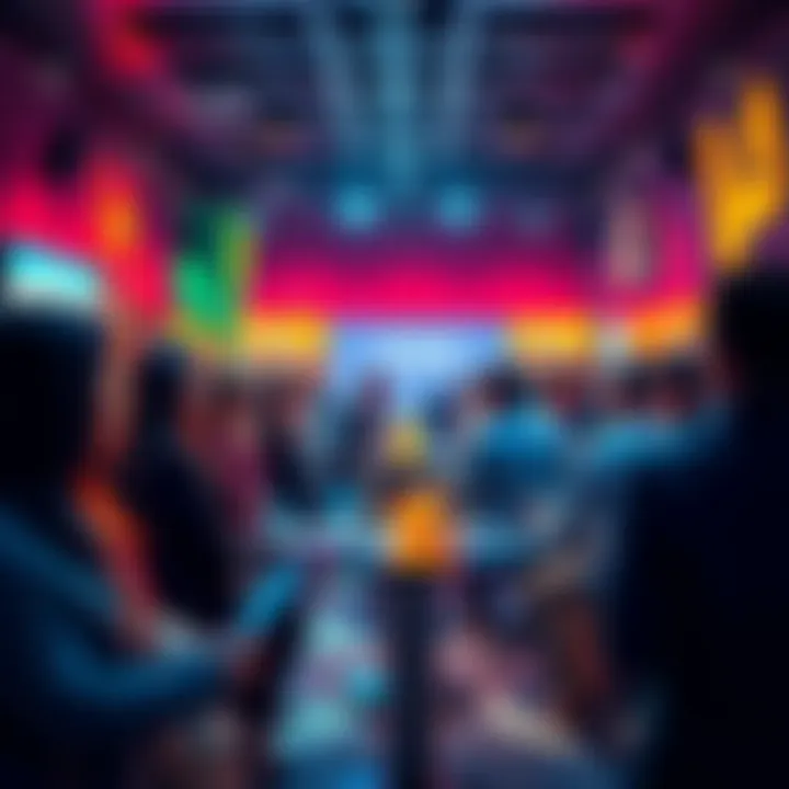 A group of people engaging in a discussion about VeChain developments in a vibrant forum setting.