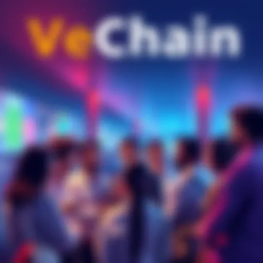 A group of diverse people engaging in discussions about VeChain's Renaissance protocol upgrade and the VeBetter app.