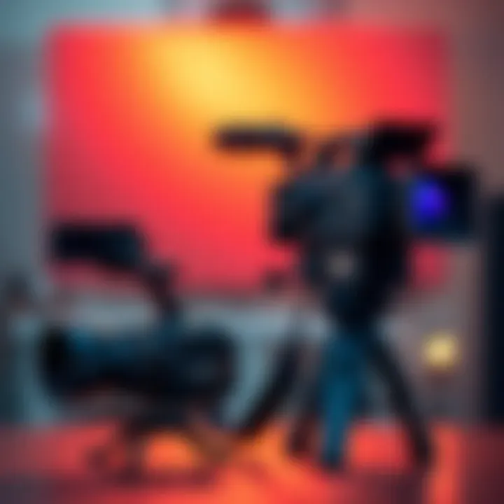 A small video camera stands next to a large, powerful film camera, illustrating the size difference and perception of strength in media.