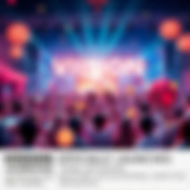 VIISION Launch Celebration A vibrant celebration of the VIISION platform launch with people excitedly interacting with on-chain raffles and airdrop announcements in a festive environment.