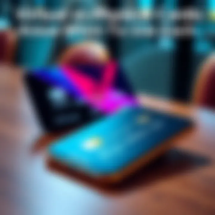 A visual representation showing a virtual card on a smartphone beside a physical card on a table, highlighting their differences.