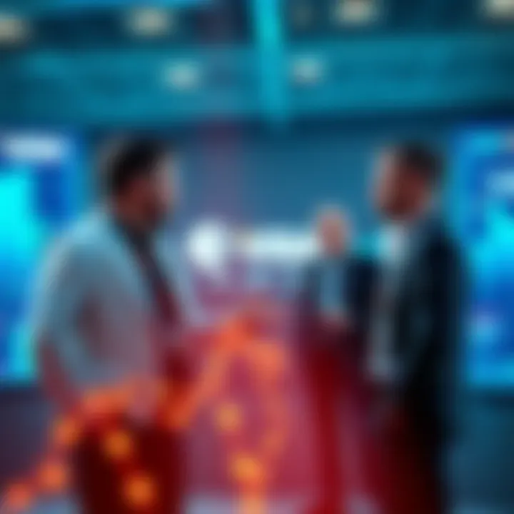 Representatives from Visa, ANZ, Fidelity, and Chainlink discussing cross-border payment solutions with digital asset visuals in the background