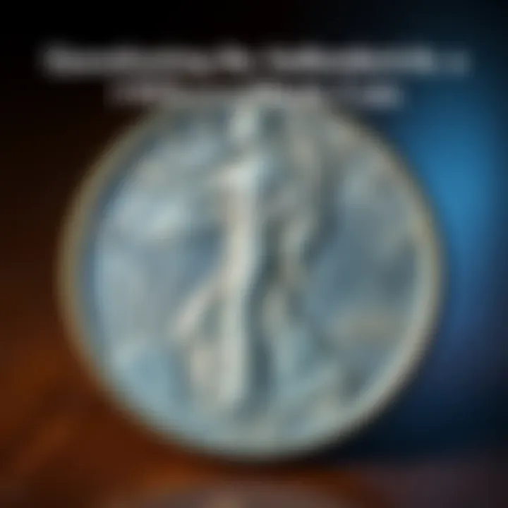 Close-up view of a 1939 Walking Liberty coin, highlighting details that suggest a mint error or alteration, placed on a wooden surface.