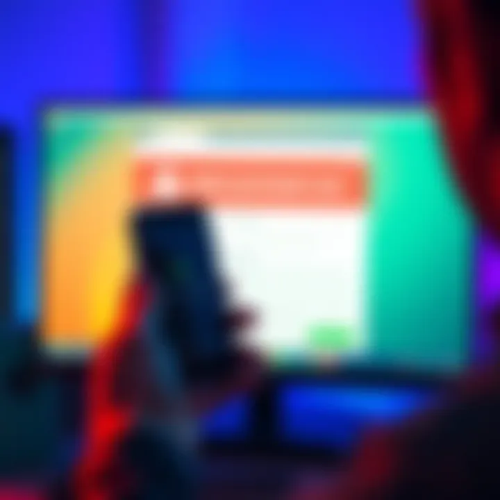 A person looking at a computer screen showing a warning about a fake wallet synchronization website while holding a smartphone.