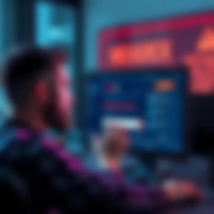 Warning about NeoxEX Exchange Scam A person looking worried while checking their computer screen showing the NeoxEX exchange with missing funds notice