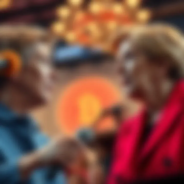 Senator Elizabeth Warren and OCC Chief in a debate about a cryptocurrency bank linked to Donald Trump, expressing concerns about financial stability.