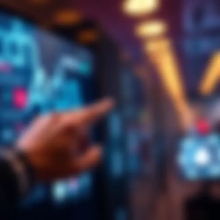 A person pointing at a screen displaying the watch ads button