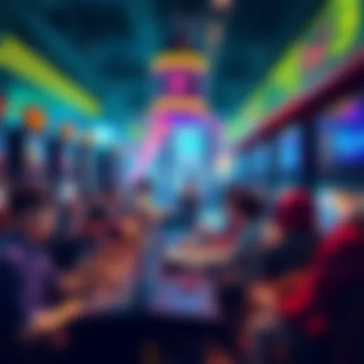 A vibrant scene of players engaged in Web3 gaming on Layer 2 platforms, showcasing diverse games and active transactions.