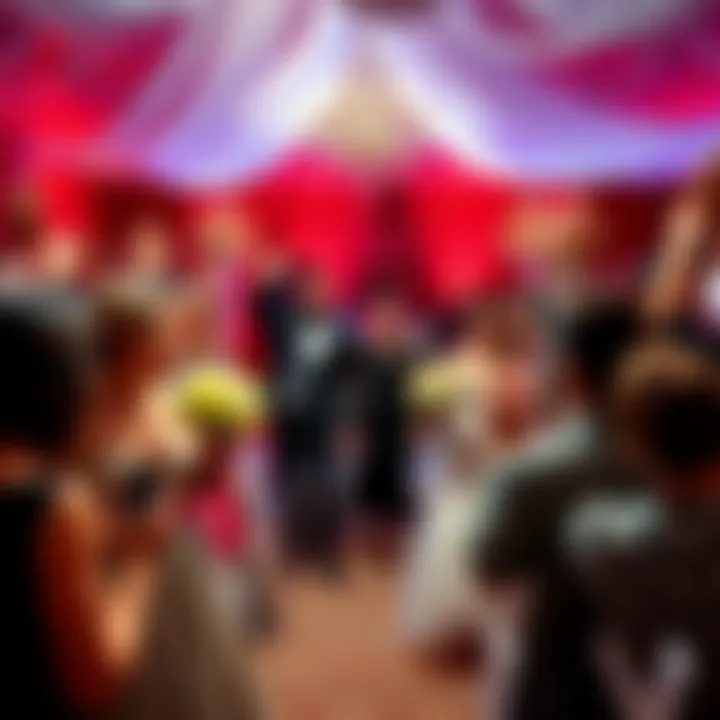 Wedding Chaos Guests reacting in shock during a chaotic wedding scene, with decorations in disarray and people looking surprised.