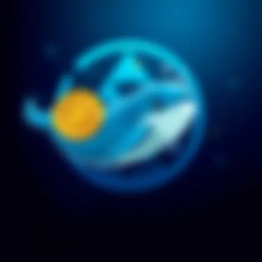 A cartoon whale swimming alongside a shiny coin representing $WEL, set against the backdrop of the Solana blockchain logo.