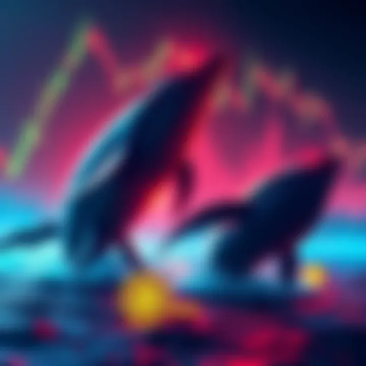 Large whale figures representing Bitcoin buyers against a backdrop of Ethereum charts showing high short positions
