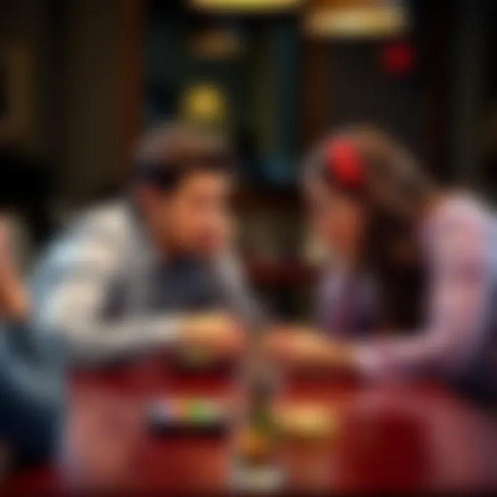 Will and Grace play a board game Will and Grace sitting at a table, looking serious while playing a board game and discussing their friendship, showing tension in their expressions