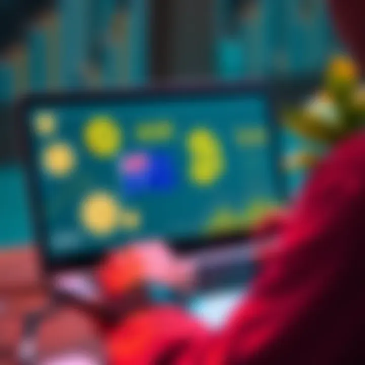 A person using a laptop to withdraw USDT from Binance to AUD, with symbols of cryptocurrency and Australian dollars on the screen.