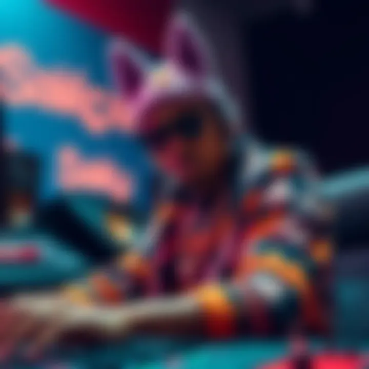 Wiz Khalifa in a studio setting, working on a track with Saiko Inu branding visible in the background